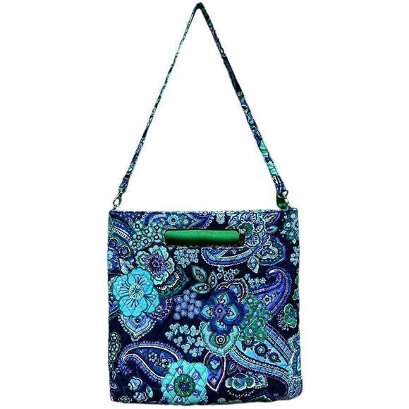 Vera Bradley Women's Shoulder Bag Quilted Lined‎ Paisley Floral Green Purple - Picture 1 of 6